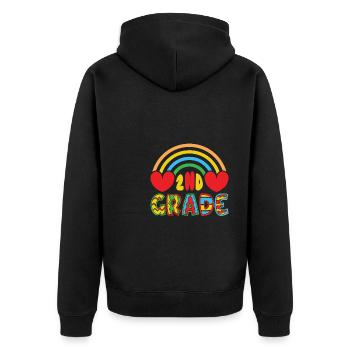Zweite Klasse Rainbow Girls Jungen Lehrerteam 2. - Unisex Premium Bio Zip Hoodie - Schwarz - Hinten - Nico (187cm)