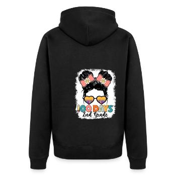 Second Grade Rainbow Girls Boys Teacher Team 2nd - Unisex Premium Organic Zip Hoodie - black - Back - Nico (187cm)