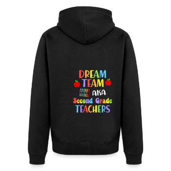 Zweite Klasse Rainbow Girls Jungen Lehrerteam 2. - Unisex Premium Bio Zip Hoodie - Schwarz - Hinten - Nico (187cm)