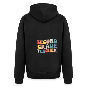 Zweite Klasse Rainbow Girls Jungen Lehrerteam 2. - Unisex Premium Bio Zip Hoodie - Schwarz - Hinten - Nico (187cm)