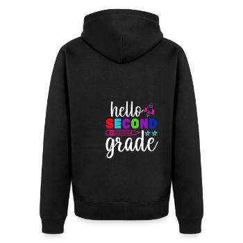 Zweite Klasse Rainbow Girls Jungen Lehrerteam 2. - Unisex Premium Bio Zip Hoodie - Schwarz - Hinten - Nico (187cm)