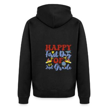 Zweite Klasse Rainbow Girls Jungen Lehrerteam 2. - Unisex Premium Bio Zip Hoodie - Schwarz - Hinten - Nico (187cm)