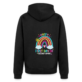 Second Grade Rainbow Girls Boys Teacher Team 2nd - Unisex Premium Organic Zip Hoodie - black - Back - Nico (187cm)