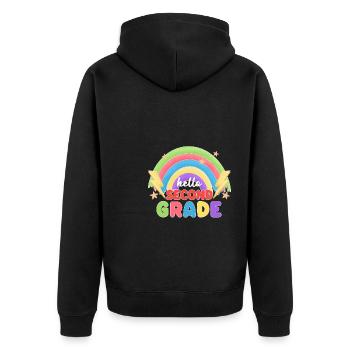 Zweite Klasse Rainbow Girls Jungen Lehrerteam 2. - Unisex Premium Bio Zip Hoodie - Schwarz - Hinten - Nico (187cm)