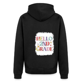 Zweite Klasse Rainbow Girls Jungen Lehrerteam 2. - Unisex Premium Bio Zip Hoodie - Schwarz - Hinten - Nico (187cm)