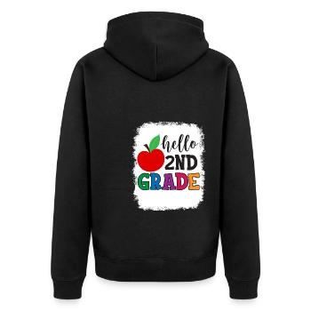 Second Grade Rainbow Girls Boys Teacher Team 2nd - Unisex Premium Organic Zip Hoodie - black - Back - Nico (187cm)