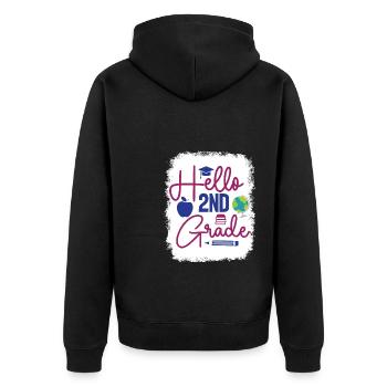 Zweite Klasse Rainbow Girls Jungen Lehrerteam 2. - Unisex Premium Bio Zip Hoodie - Schwarz - Hinten - Nico (187cm)