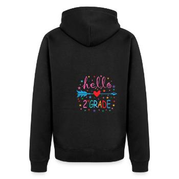 Zweite Klasse, Regenbogen, Mädchen, Jungen, Lehrerteam, 2. - Unisex Premium Bio Zip Hoodie - Schwarz - Hinten - Nico (187cm)