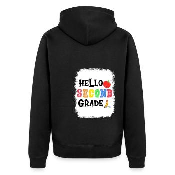 Zweite Klasse Rainbow Girls Jungen Lehrerteam 2. - Unisex Premium Bio Zip Hoodie - Schwarz - Hinten - Nico (187cm)