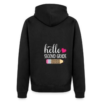 Zweite Klasse Rainbow Girls Jungen Lehrerteam 2. - Unisex Premium Bio Zip Hoodie - Schwarz - Hinten - Nico (187cm)