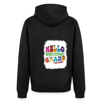 Zweite Klasse Rainbow Girls Jungen Lehrerteam 2. - Unisex Premium Bio Zip Hoodie - Schwarz - Hinten - Nico (187cm)
