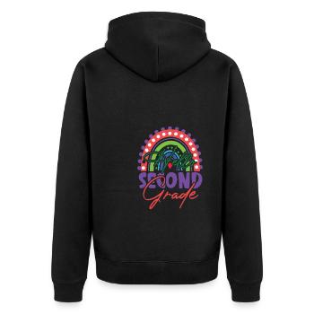 Zweite Klasse Rainbow Girls Jungen Lehrerteam 2. - Unisex Premium Bio Zip Hoodie - Schwarz - Hinten - Nico (187cm)