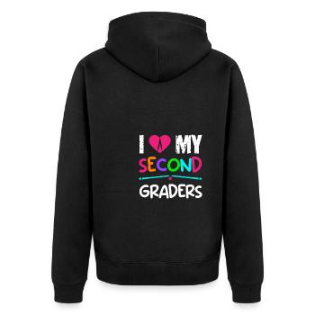 Zweite Klasse Rainbow Girls Jungen Lehrerteam 2. - Unisex Premium Bio Zip Hoodie - Schwarz - Hinten - Nico (187cm)
