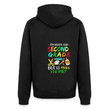 Second Grade Rainbow Girls Boys Teacher Team 2nd - Unisex Premium Organic Zip Hoodie - black - Back - Nico (187cm)