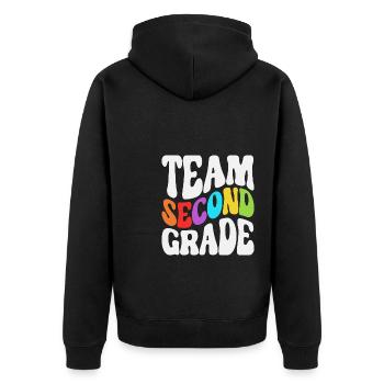 Zweite Klasse Rainbow Girls Jungen Lehrerteam 2. - Unisex Premium Bio Zip Hoodie - Schwarz - Hinten - Nico (187cm)