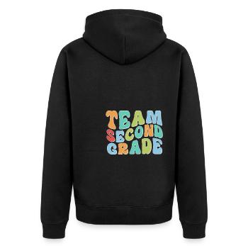 Zweite Klasse Rainbow Girls Jungen Lehrerteam 2. - Unisex Premium Bio Zip Hoodie - Schwarz - Hinten - Nico (187cm)