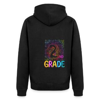 Zweite Klasse Rainbow Girls Jungen Lehrerteam 2. - Unisex Premium Bio Zip Hoodie - Schwarz - Hinten - Nico (187cm)