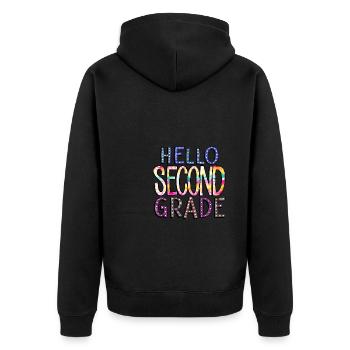 Zweite Klasse Rainbow Girls Jungen Lehrerteam 2. - Unisex Premium Bio Zip Hoodie - Schwarz - Hinten - Nico (187cm)