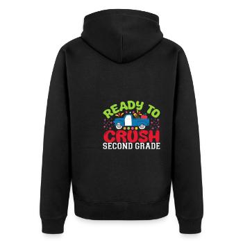 Zweite Klasse Rainbow Girls Jungen Lehrerteam 2. - Unisex Premium Bio Zip Hoodie - Schwarz - Hinten - Nico (187cm)