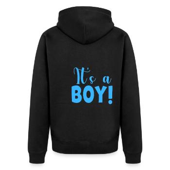 Es ist ein Junge Geburt Geschenk Schwanger - Unisex Premium Bio Zip Hoodie - Schwarz - Hinten - Nico (187cm)