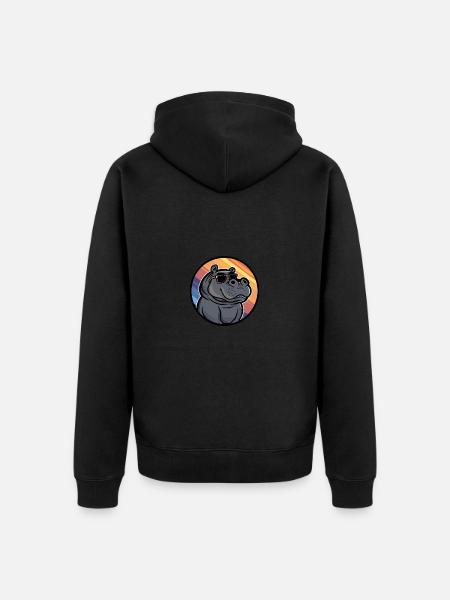 Hippopotamus Cool Summer - Unisex Premium Organic Zip Hoodie - black