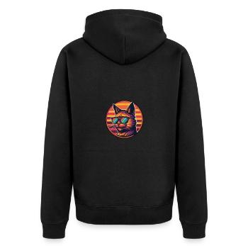 Katze Comic Cool Sommer - Unisex Premium Bio Zip Hoodie - Schwarz - Hinten - Nico (187cm)