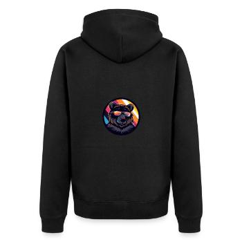 Bear Comic Cool Summer - Unisex Premium Organic Zip Hoodie - black - Back - Nico (187cm)