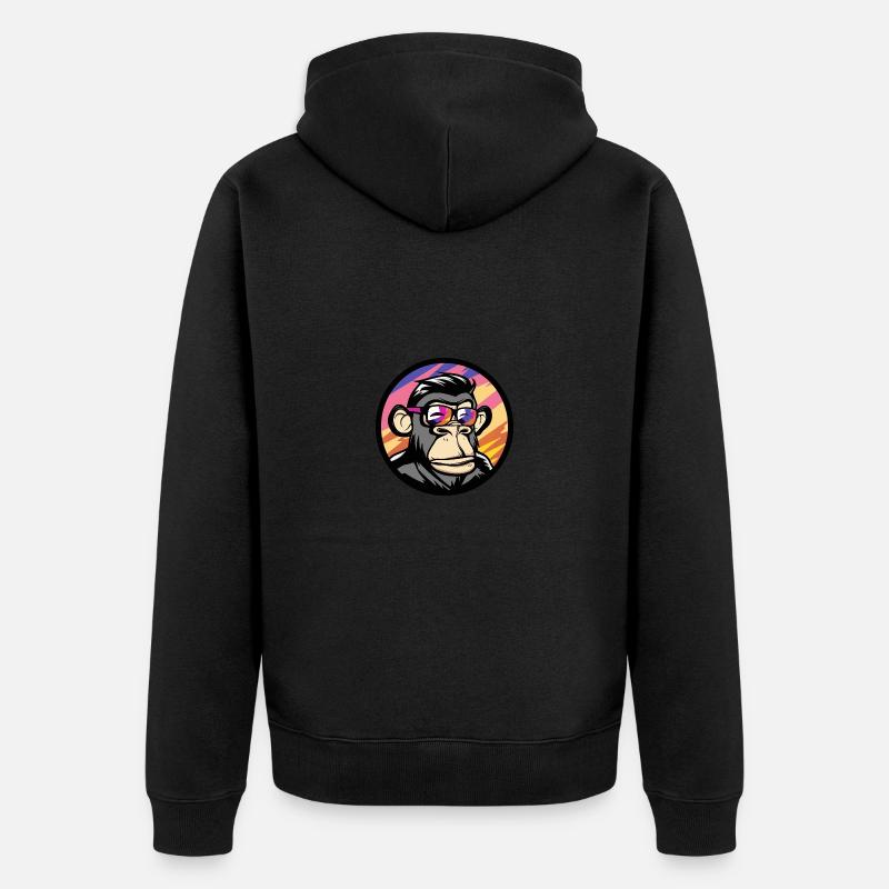 Affe Comic Cool Sommer - Unisex Premium Bio Zip Hoodie - Schwarz