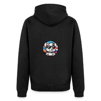 Maus Comic Cool Sommer - Unisex Premium Bio Zip Hoodie - Schwarz - Hinten - Nico (187cm)