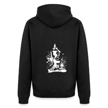 Meditation Entspannung Asiatische Yoga Lehrerin - Unisex Premium Bio Zip Hoodie - Schwarz - Hinten - Nico (187cm)