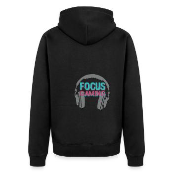 Focus gaming - Unisex Premium Organic Zip Hoodie - black - Back - Nico (187cm)