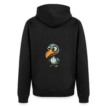 Pelikan Vogel Halloween Lustig Zombie - Unisex Premium Bio Zip Hoodie - Schwarz - Hinten - Nico (187cm)