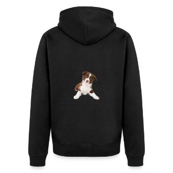 Welpe - Unisex Premium Bio Zip Hoodie - Schwarz - Hinten - Nico (187cm)