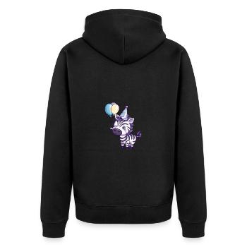 Zebra Geburtstag Comic - Unisex Premium Bio Zip Hoodie - Schwarz - Hinten - Nico (187cm)