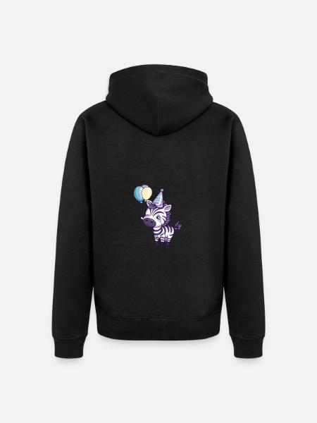 Zebra Birthday Comic - Unisex Premium Organic Zip Hoodie - black
