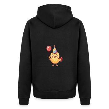Huhn Geburtstag Comic - Unisex Premium Bio Zip Hoodie - Schwarz - Hinten - Nico (187cm)