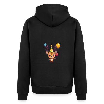 Bande dessinée d’anniversaire de cerf - Veste à capuche bio Premium Unisexe - noir - Dos - Nico (187cm)