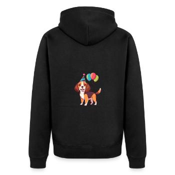 Beagle Hunde Geburtstag Comic - Unisex Premium Bio Zip Hoodie - Schwarz - Hinten - Nico (187cm)
