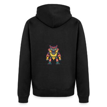 Wolf Halloween Tier - Unisex Premium Bio Zip Hoodie - Schwarz - Hinten - Nico (187cm)