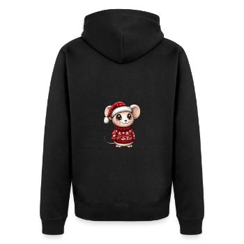 Bande dessinée de Noël souris - Veste à capuche bio Premium Unisexe - noir - Dos - Nico (187cm)