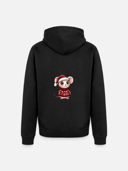 Mouse Christmas Comic - Unisex Premium Organic Zip Hoodie - black