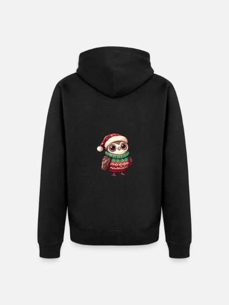 Eule Weihnachten Comic - Unisex Premium Bio Zip Hoodie - Schwarz