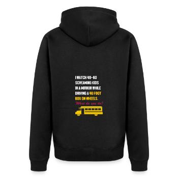 Schulbusfahrer Schulbus - Unisex Premium Bio Zip Hoodie - Schwarz - Hinten - Nico (187cm)