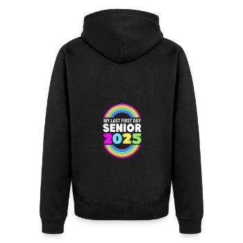 Klasse von 2025 - Unisex Premium Bio Zip Hoodie - Schwarz - Hinten - Nico (187cm)