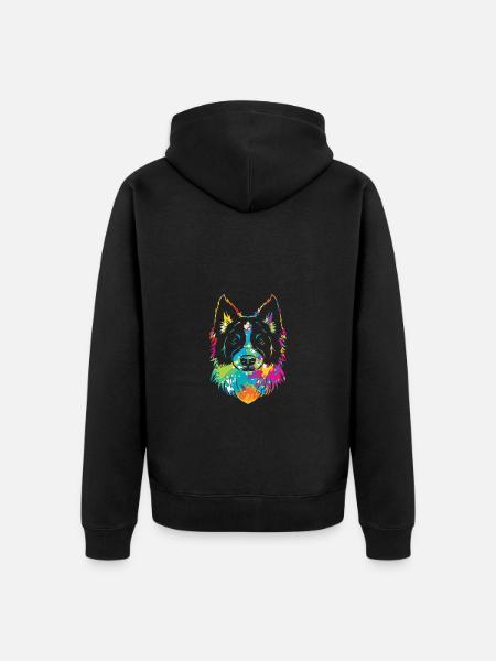 Border Collie - Unisex Premium Organic Zip Hoodie - black