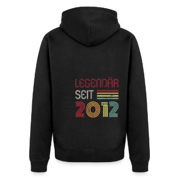 Legendär Seit 2012 Jahr Retro 12er Jahrgang - Unisex Premium Bio Zip Hoodie - Schwarz - Hinten - Nico (187cm)