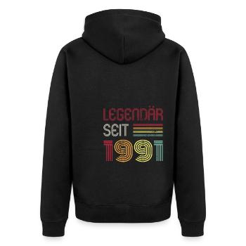 Legendär Seit 1991 Jahr Retro 91er Jahrgang - Unisex Premium Bio Zip Hoodie - Schwarz - Hinten - Nico (187cm)