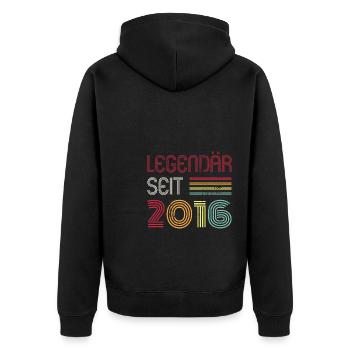 Legendär Seit 2016 Jahr Retro 16er Jahrgang - Unisex Premium Bio Zip Hoodie - Schwarz - Hinten - Nico (187cm)