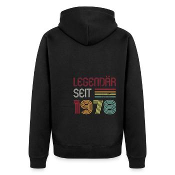 Legendär Seit 1978 Jahr Retro 78er Jahrgang - Unisex Premium Bio Zip Hoodie - Schwarz - Hinten - Nico (187cm)