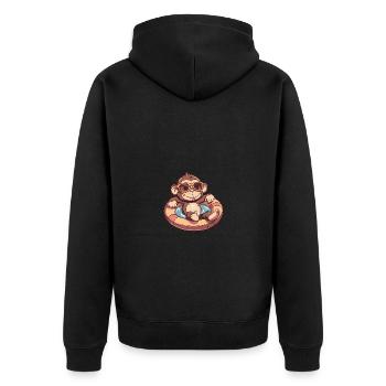 Affe Comic Cool - Unisex Premium Bio Zip Hoodie - Schwarz - Hinten - Nico (187cm)